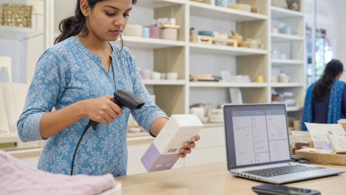 Retail barcode billing and inventory automation connected to an owner dashboard